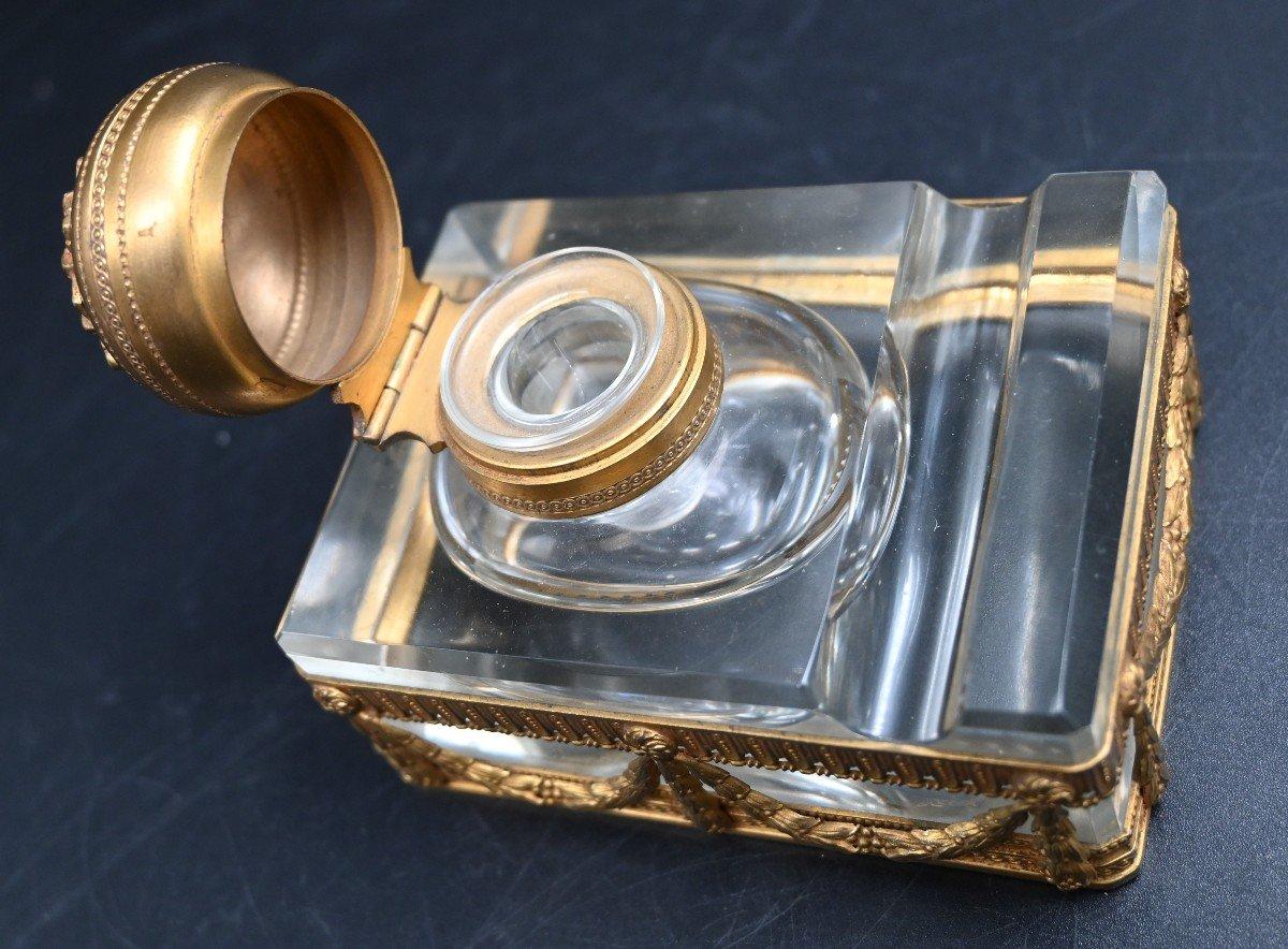 Dorato Calamaio in bronzo dorato e cristallo, XIX secolo in vendita