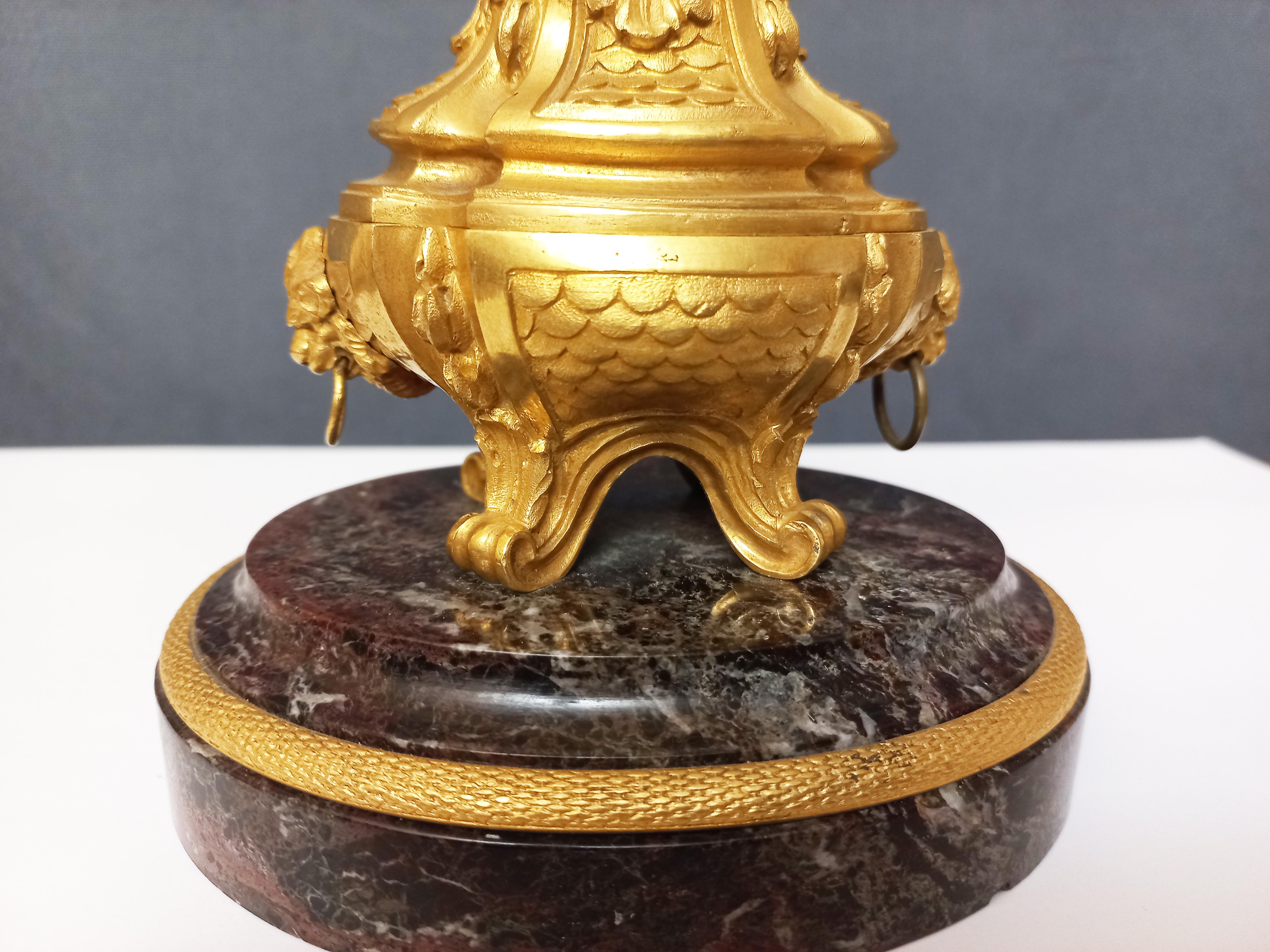 Inkwell In Gilt Bronze And Marble 19th Century In Excellent Condition For Sale In CHALON-SUR-SAÔNE, FR