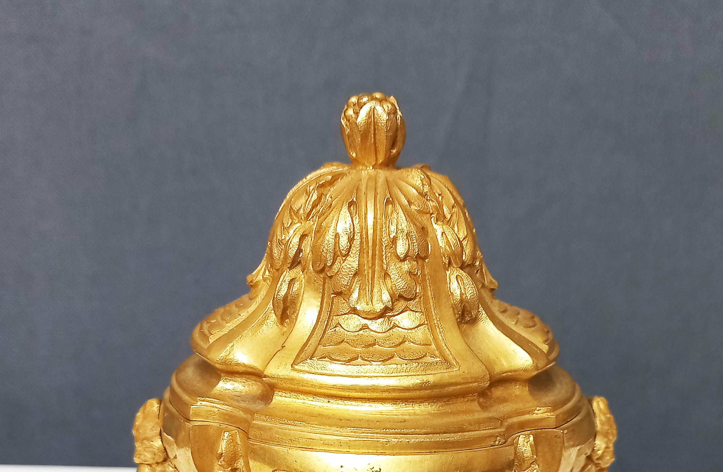 Inkwell In Gilt Bronze And Marble 19th Century For Sale 1