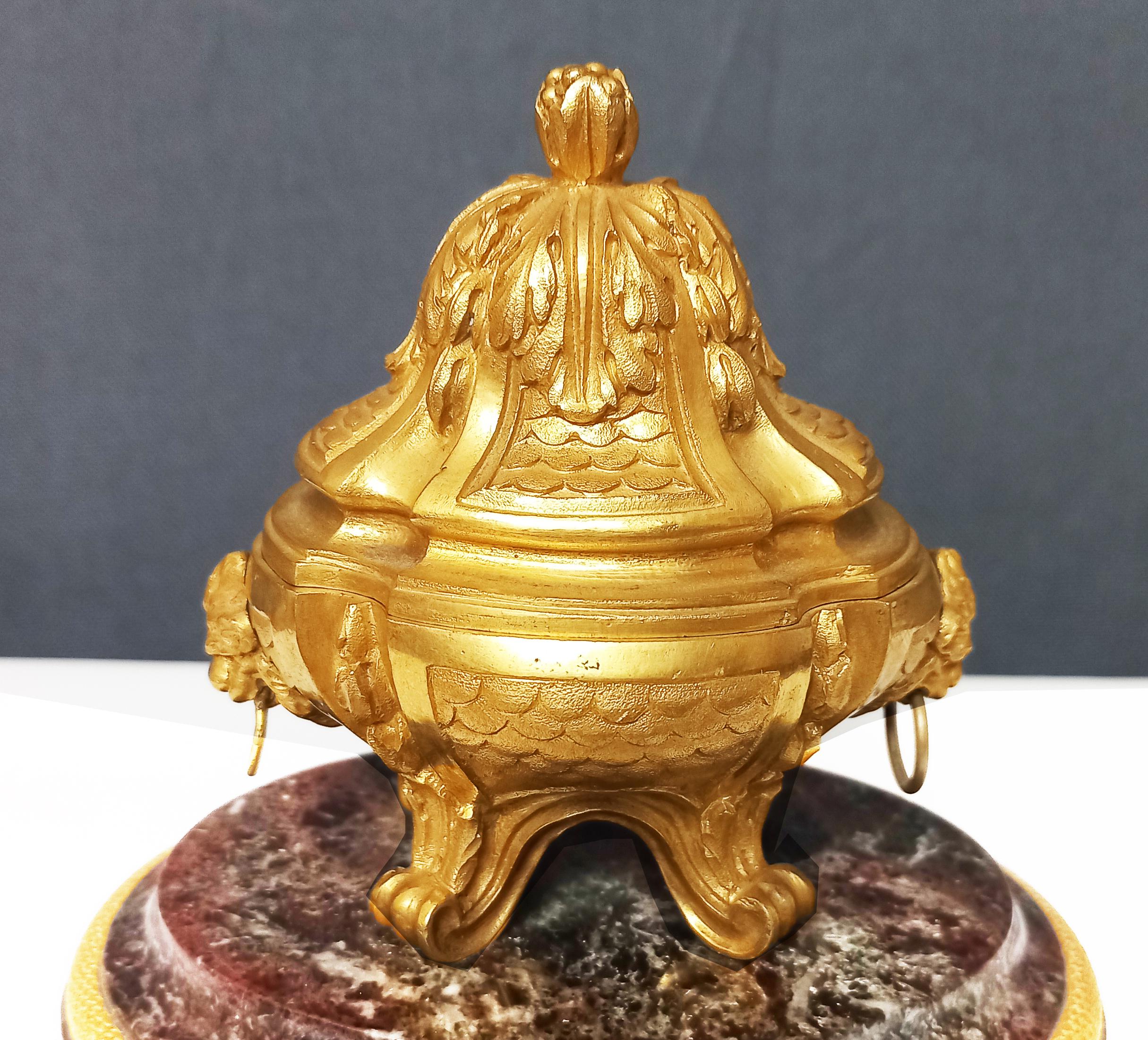 Inkwell In Gilt Bronze And Marble 19th Century For Sale 3