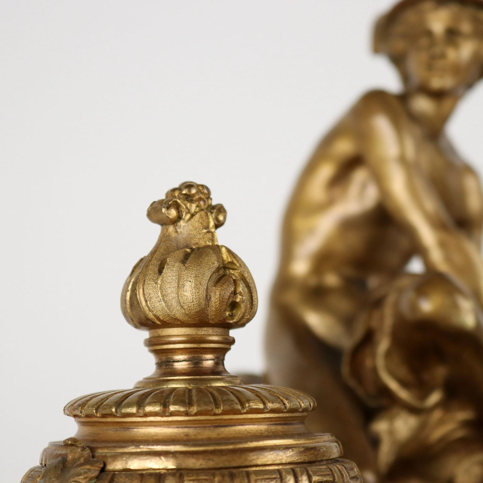 Inkwell in Marble and Bronze by Jean-Marie Pigalle, 19th Century For Sale 5