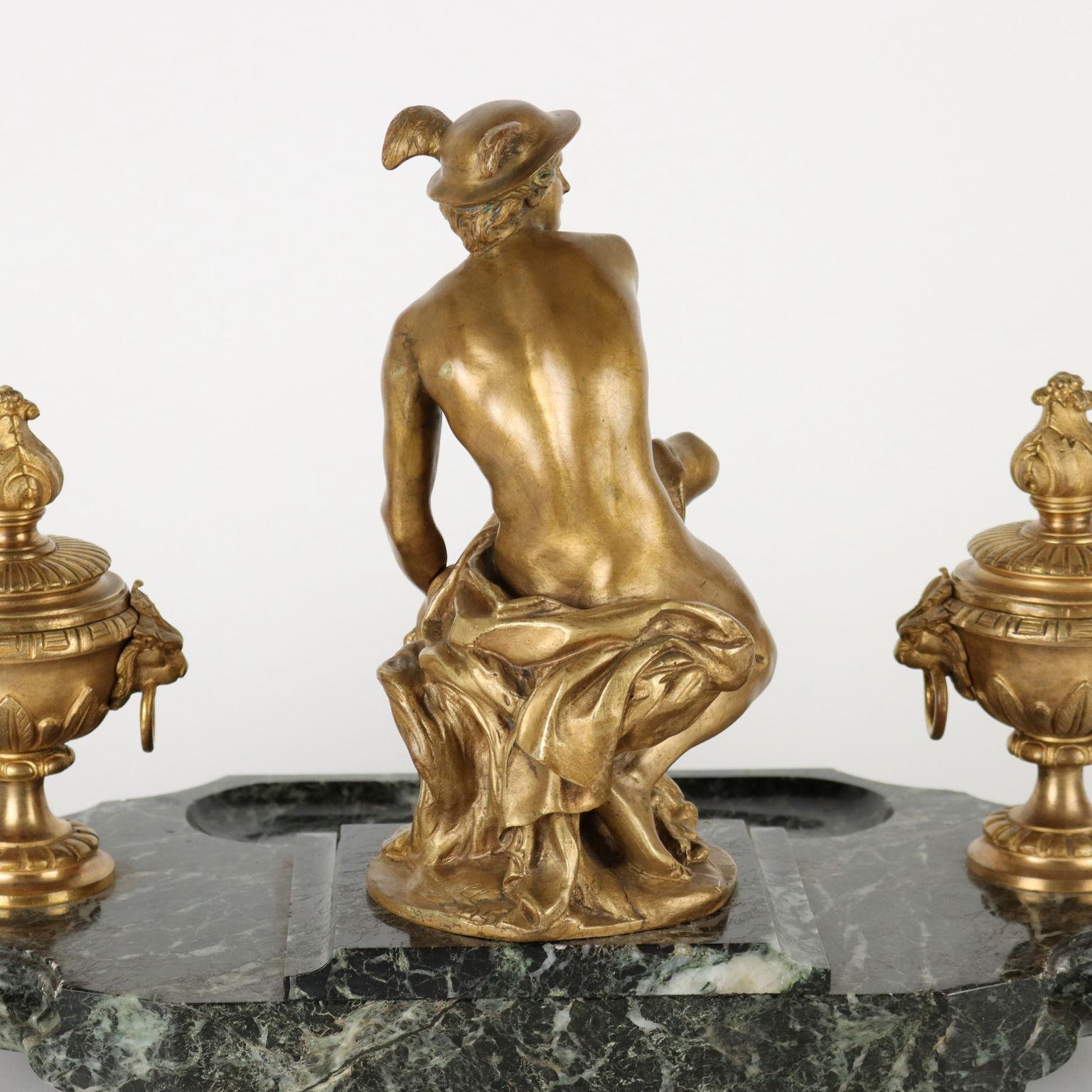Inkwell in Marble and Bronze by Jean-Marie Pigalle, 19th Century For Sale 3
