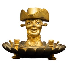 Antique Inkwell in the Shape of a Country Gentleman with Tilting Hat