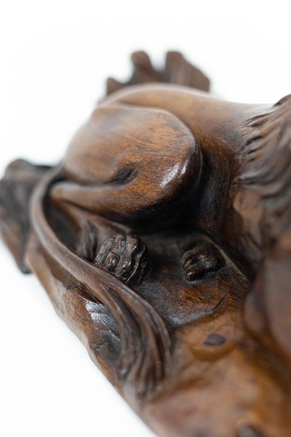 Inkwell in Walnut Figuring a Lion, circa 1880 2