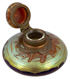 Loetz Glass Inkwell, PG 358 Decoration, Jugendstil, Austria, c. 1901