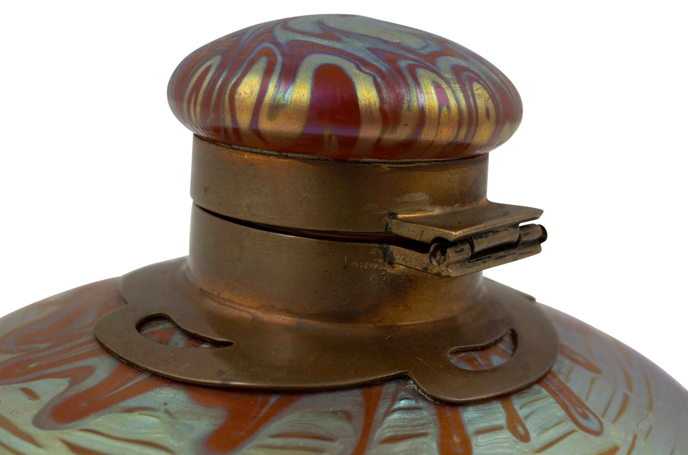 Glass Inkwell Loetz Art Noveau, circa 1900 For Sale