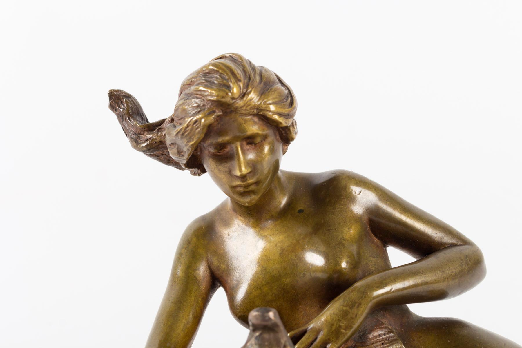 Inkwell of Maurice Bouval in bronze, Founder Collin
Measures: H 16cm, L 26cm, L 20cm.