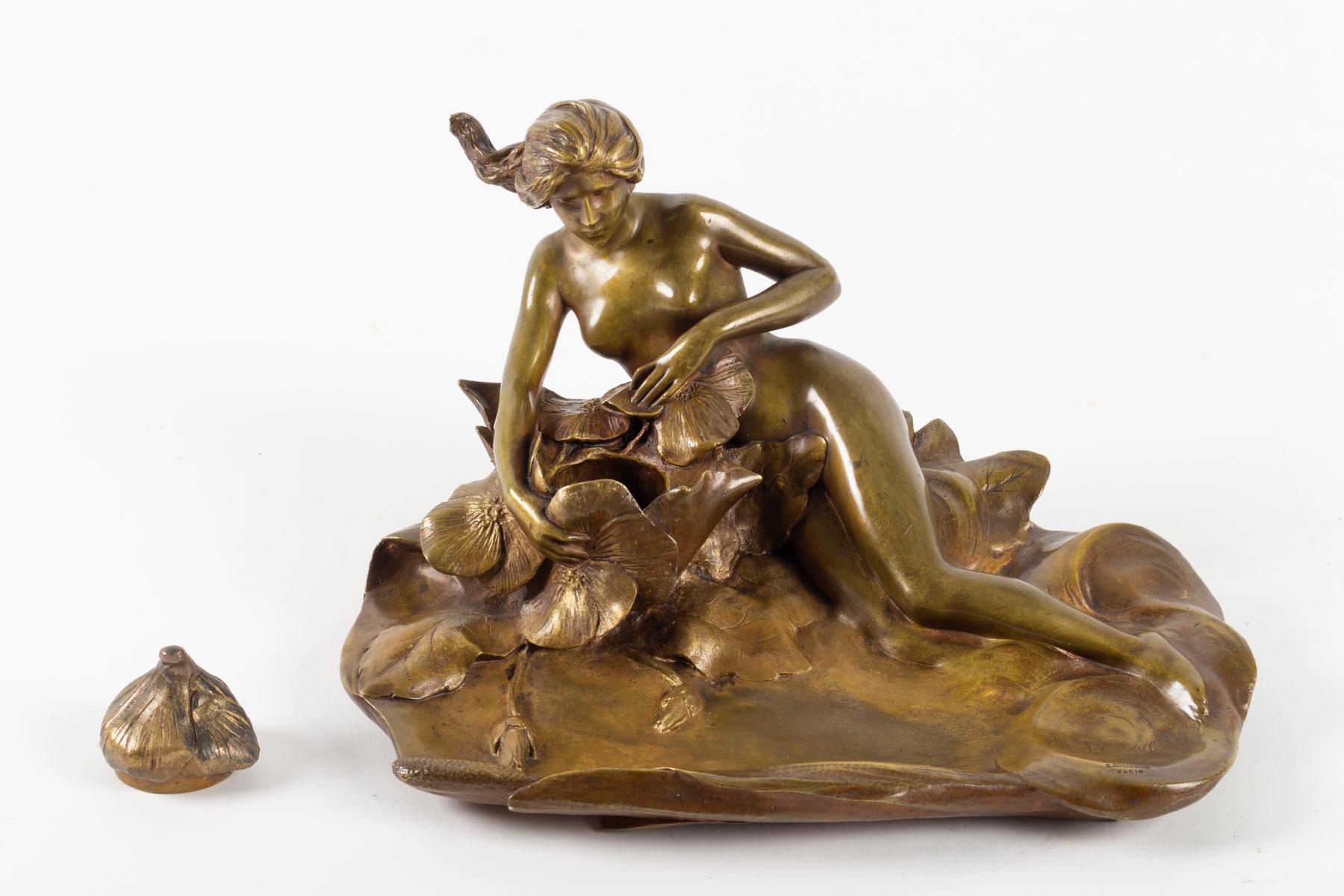 Early 20th Century Inkwell of Maurice Bouval in Bronze, Founder Collin