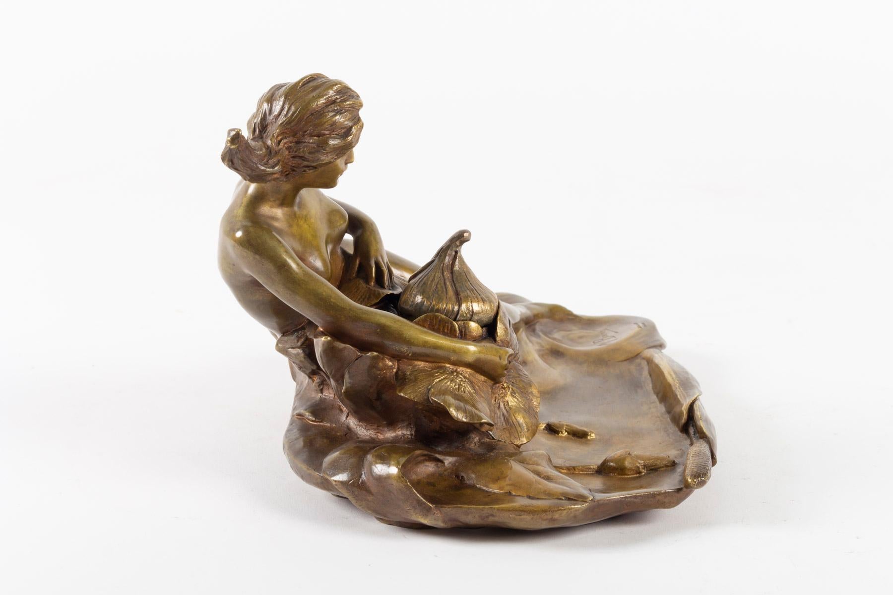 Inkwell of Maurice Bouval in Bronze, Founder Collin 1