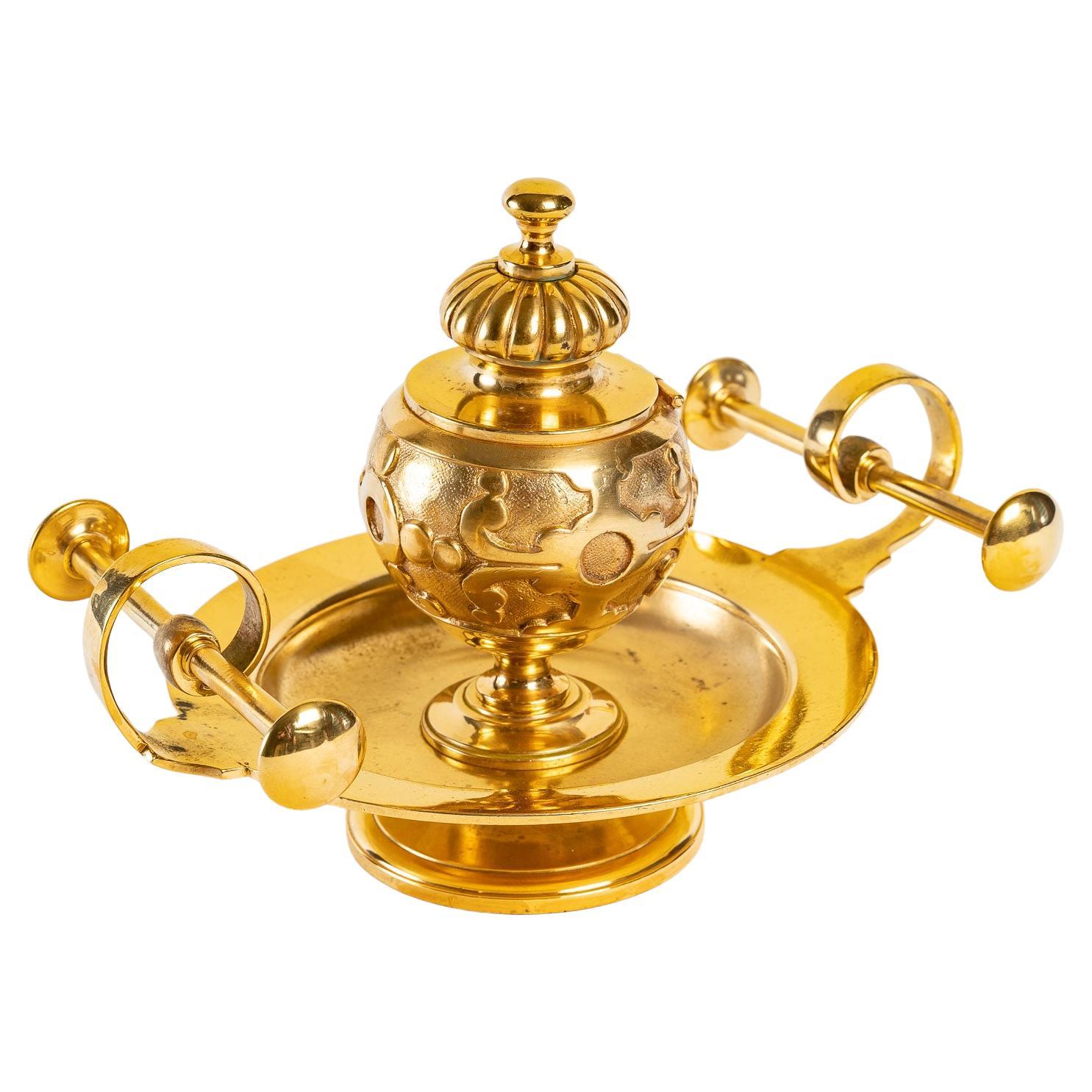Inkwell of the XIXth Century in Gilded Bronze For Sale