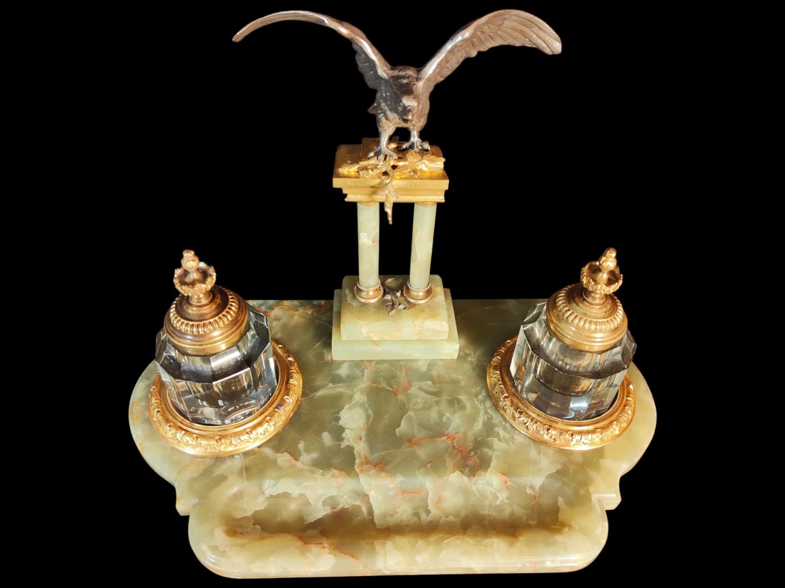 Inkwell Onyx France-Russia, 19th Century For Sale 9