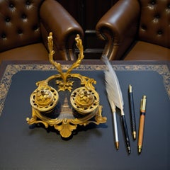 Tintenfass signiert von François Linke, vergoldete Bronze und Lack, 19.