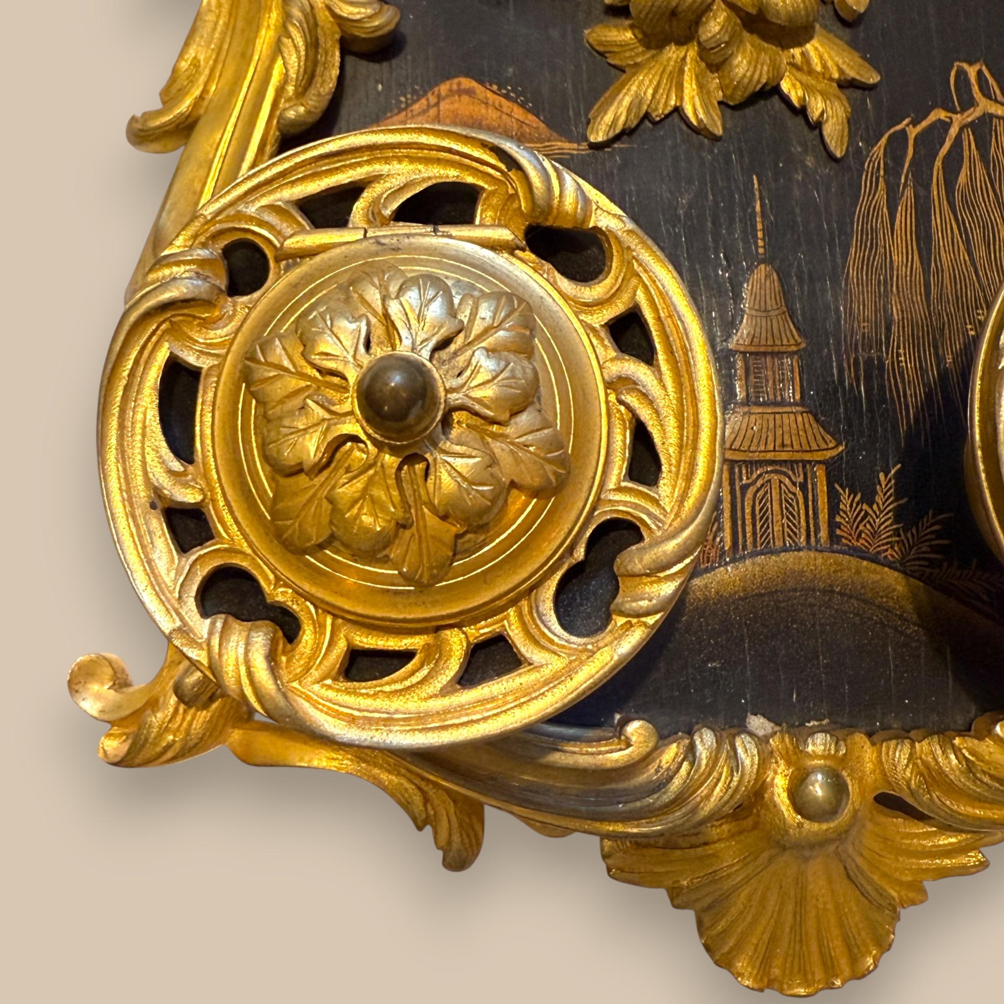 Inkwell signed by François Linke, Gilt Bronze and Lacquer, 19th Century in vendita 1