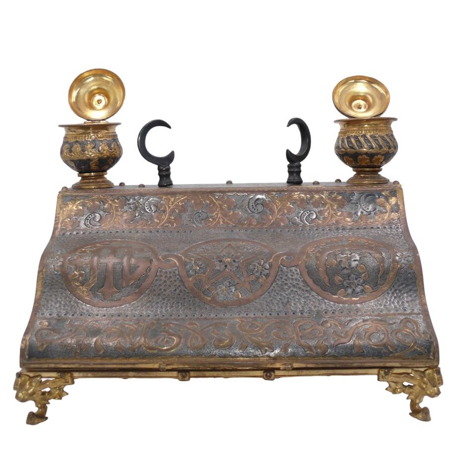 French Inkwell travel desk Islamic symbols For Sale