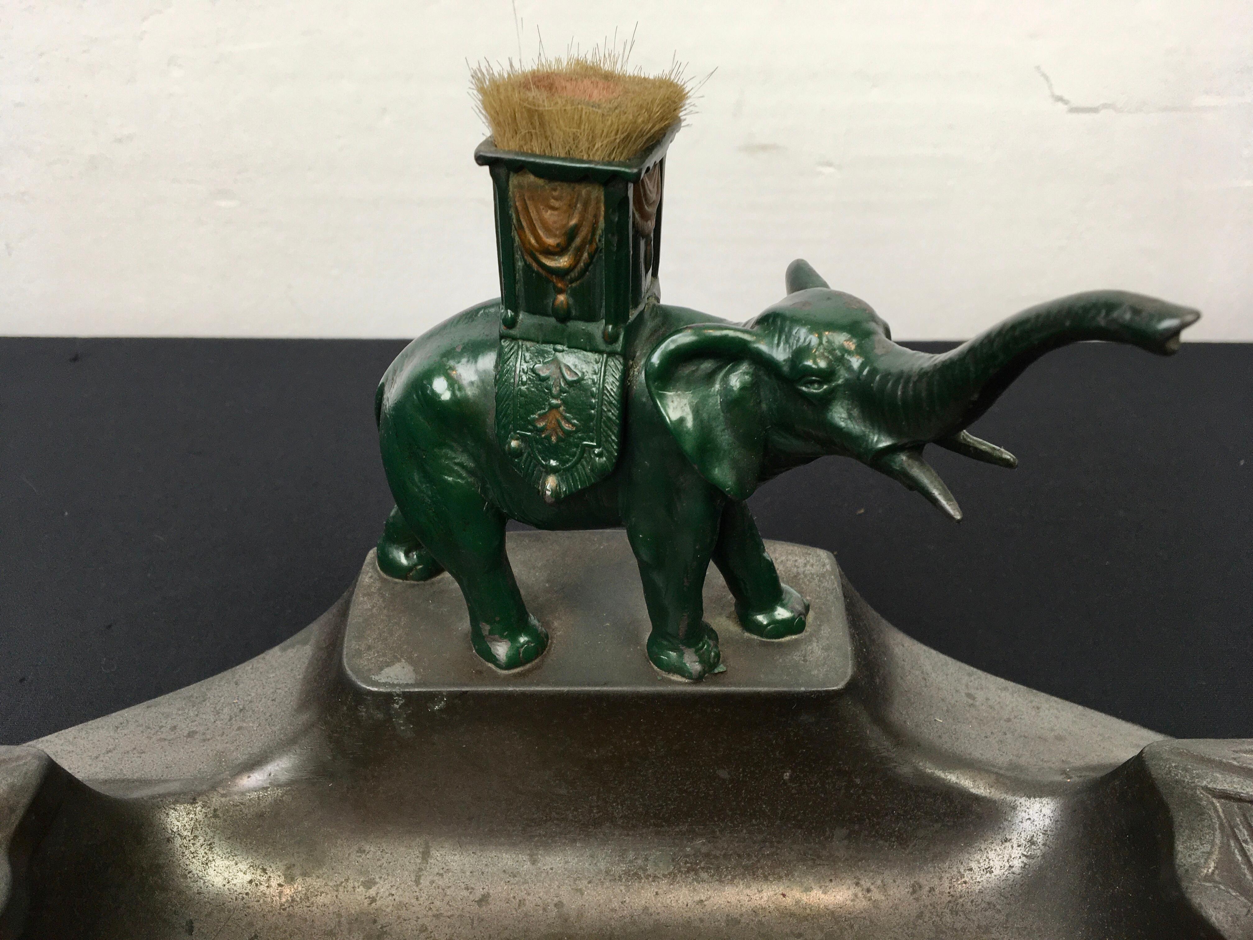 European Inkwell with Elephant, 1930s For Sale