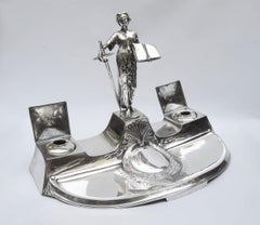 Inkwell WMF Germany Justice silver plate Art nuveau.