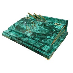 Inkwell Writing Malachite Golden Bronze