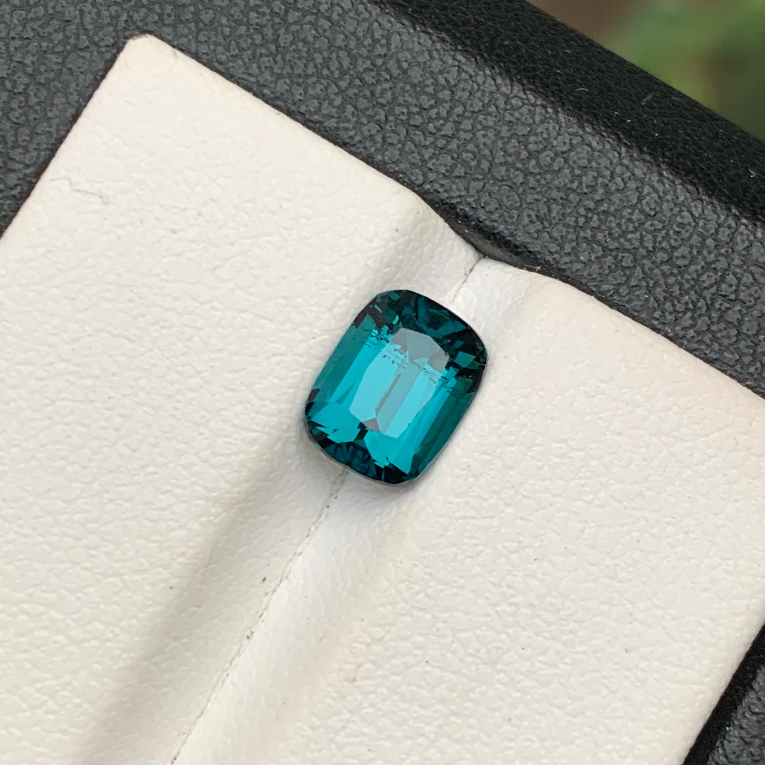 Inky Blue Natural Tourmaline Ring Loose Gemstone 1.90Ct Cushion Cut for Jewelry For Sale 1