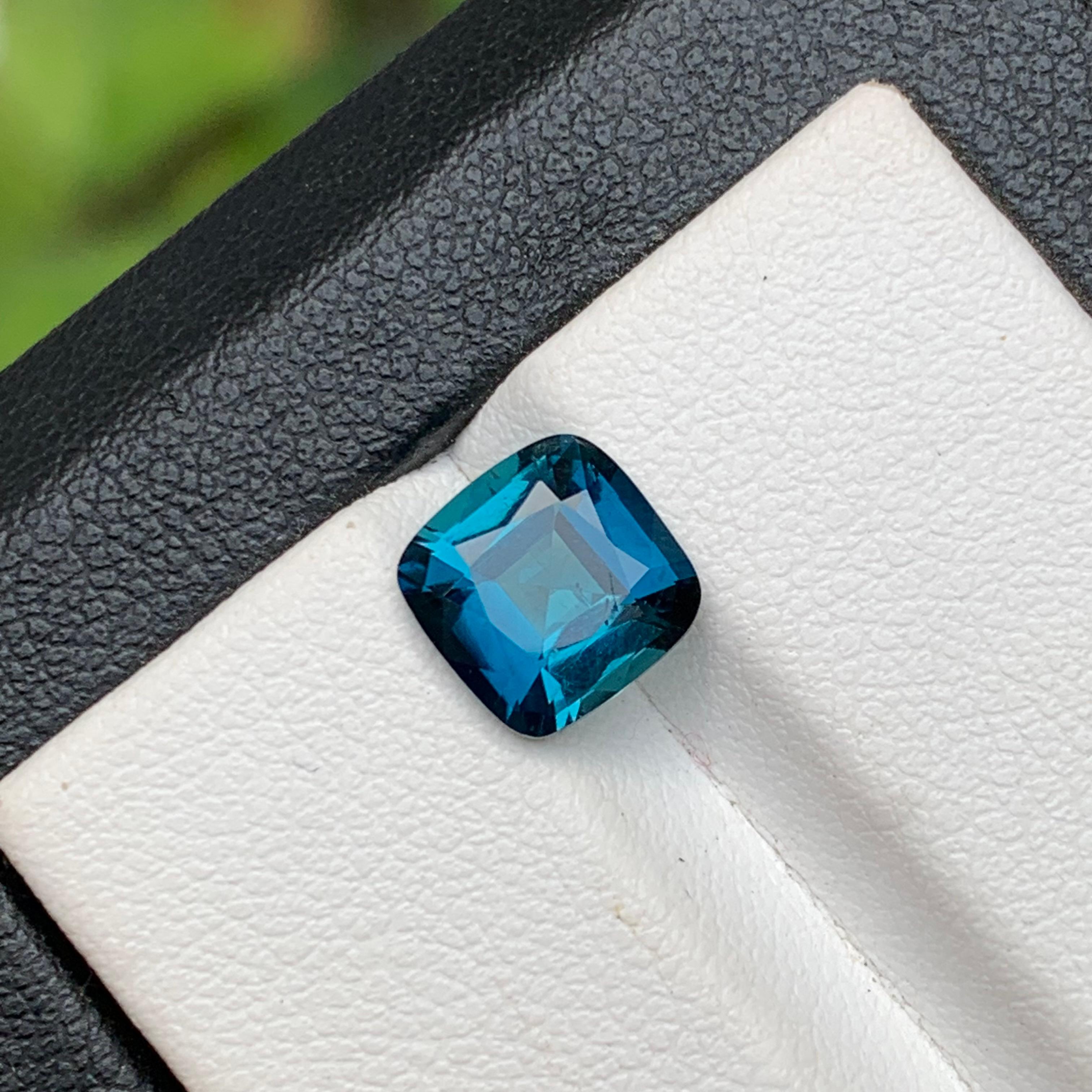 Inky Blue Natural Tourmaline Ring Loose Gemstone 2 Carat Square Cushion-Jewelry 4