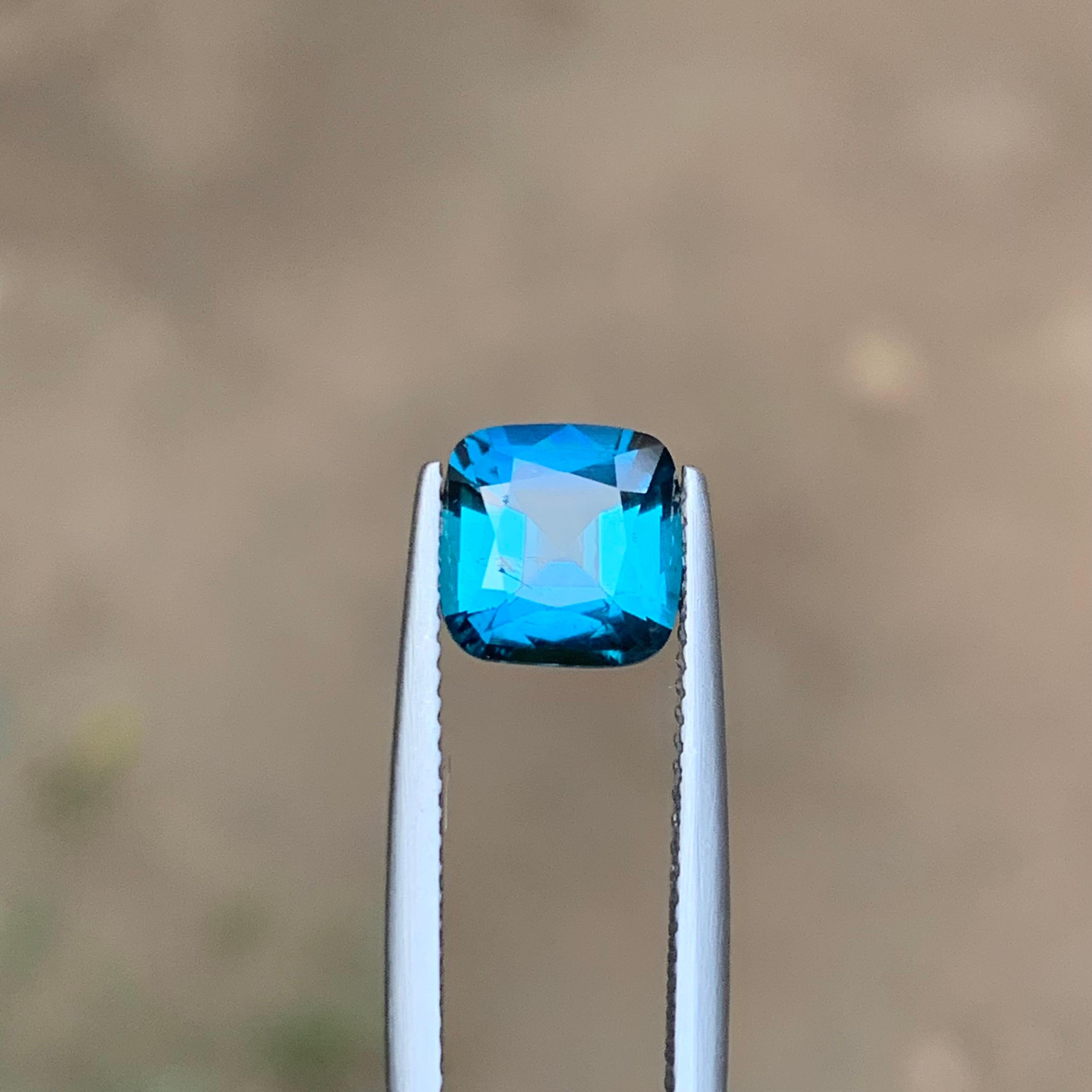 Inky Blue Natural Tourmaline Ring Loose Gemstone 2 Carat Square Cushion-Jewelry 5