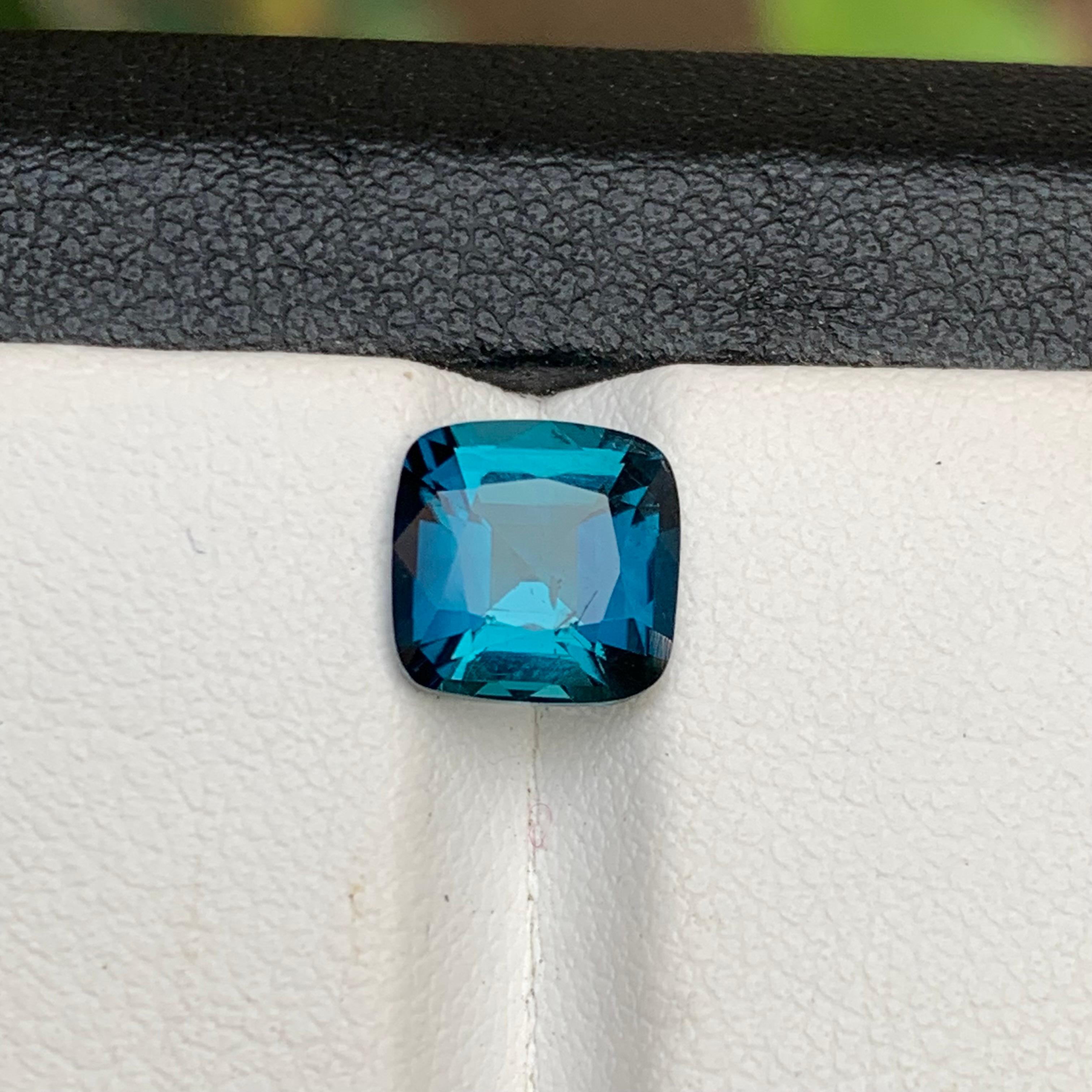 Inky Blue Natural Tourmaline Ring Loose Gemstone 2 Carat Square Cushion-Jewelry 6