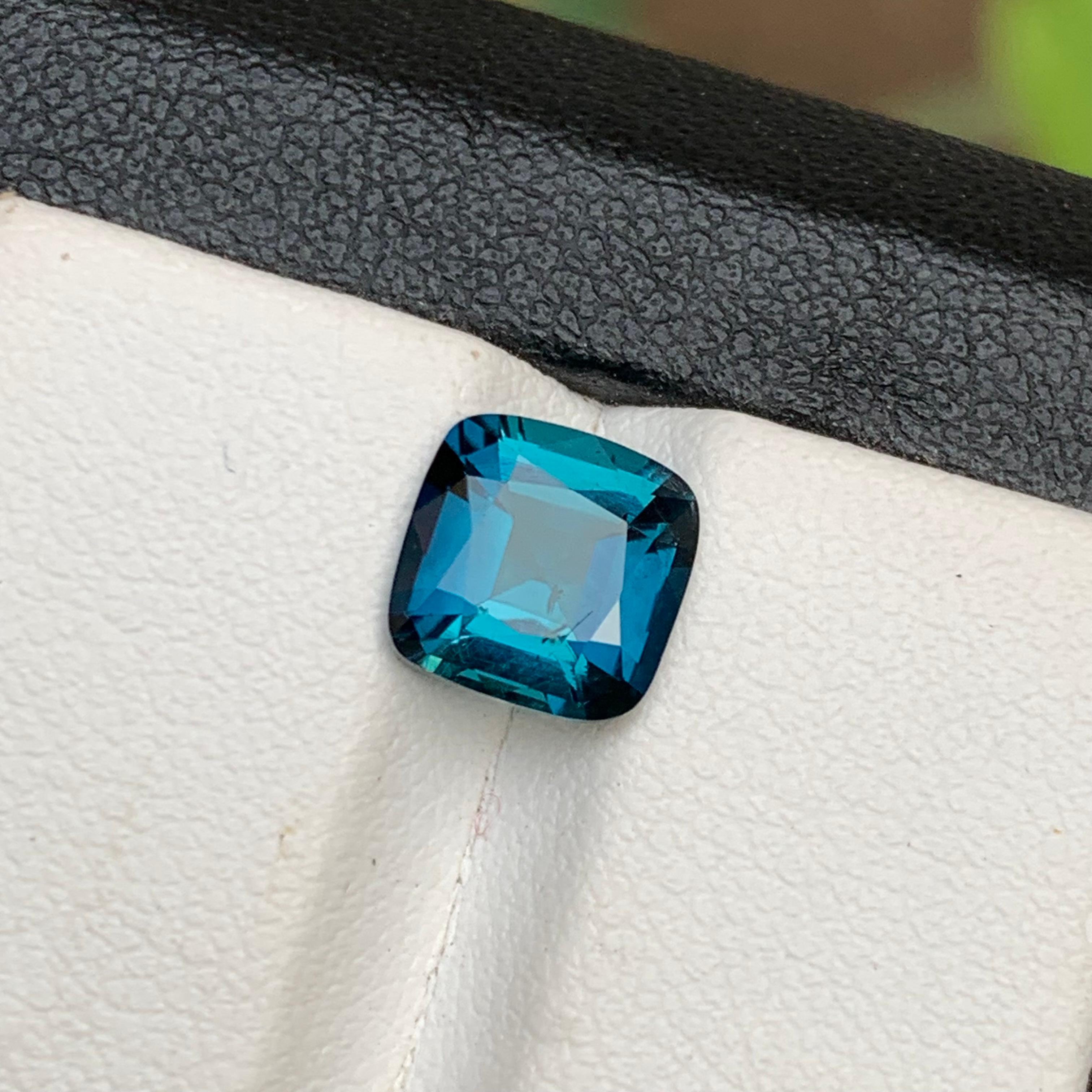 Inky Blue Natural Tourmaline Ring Loose Gemstone 2 Carat Square Cushion-Jewelry 7