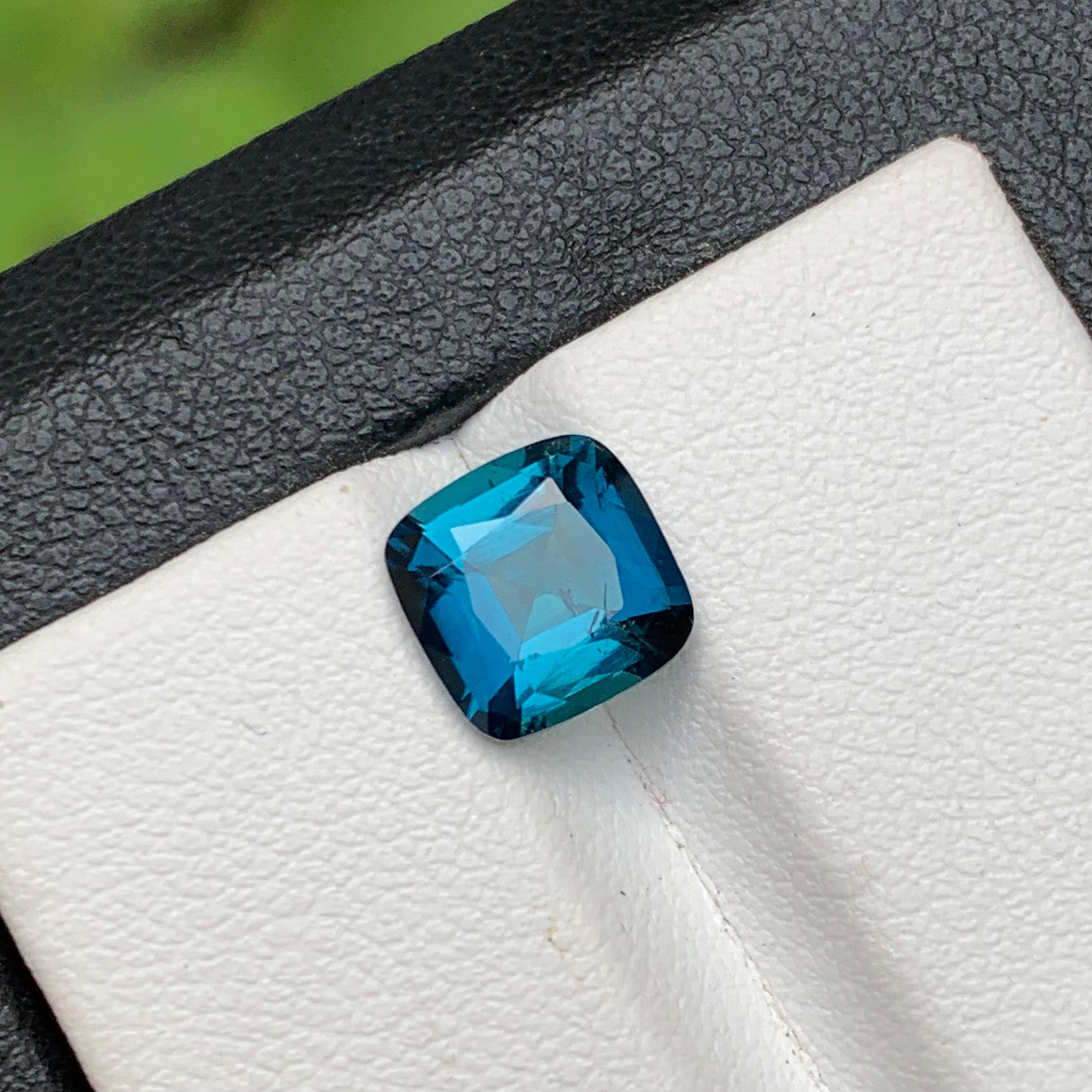Cushion Cut Inky Blue Natural Tourmaline Ring Loose Gemstone 2 Carat Square Cushion-Jewelry