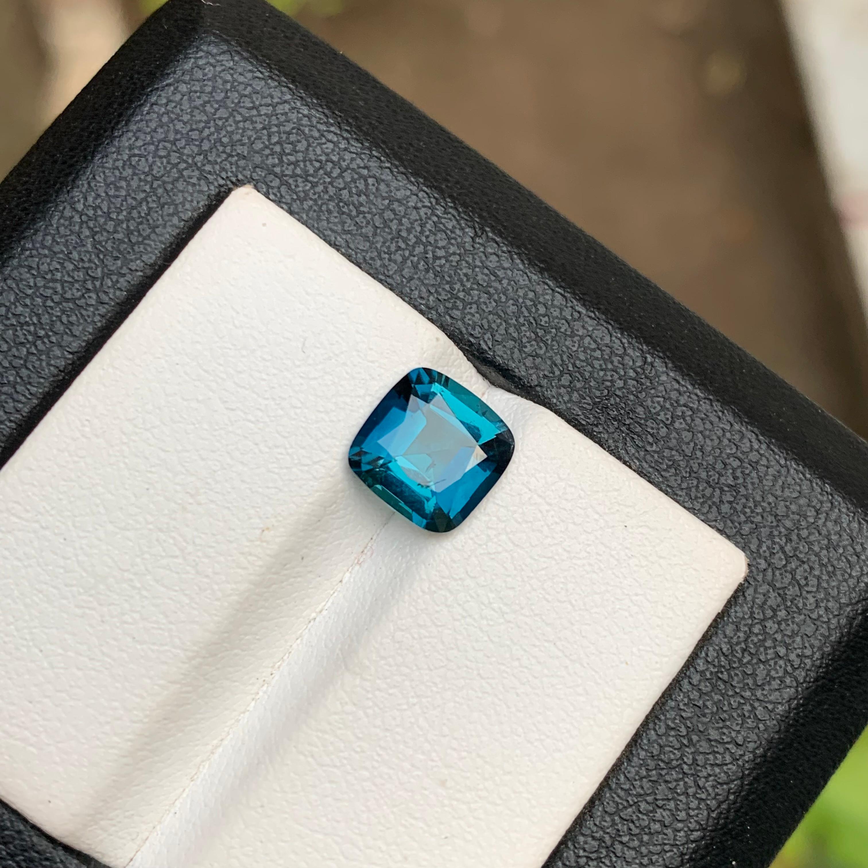 Women's or Men's Inky Blue Natural Tourmaline Ring Loose Gemstone 2 Carat Square Cushion-Jewelry