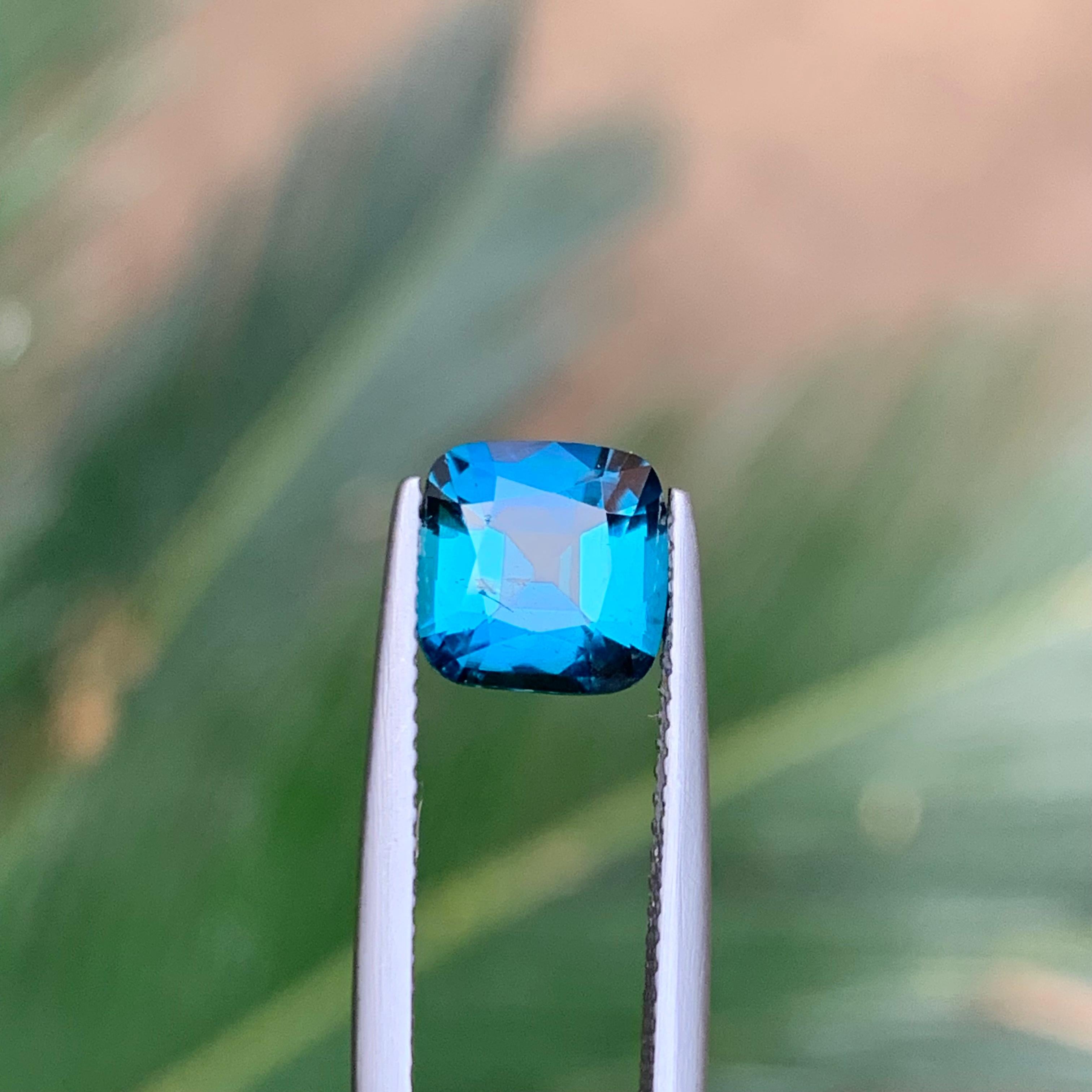 Inky Blue Natural Tourmaline Ring Loose Gemstone 2 Carat Square Cushion-Jewelry 1
