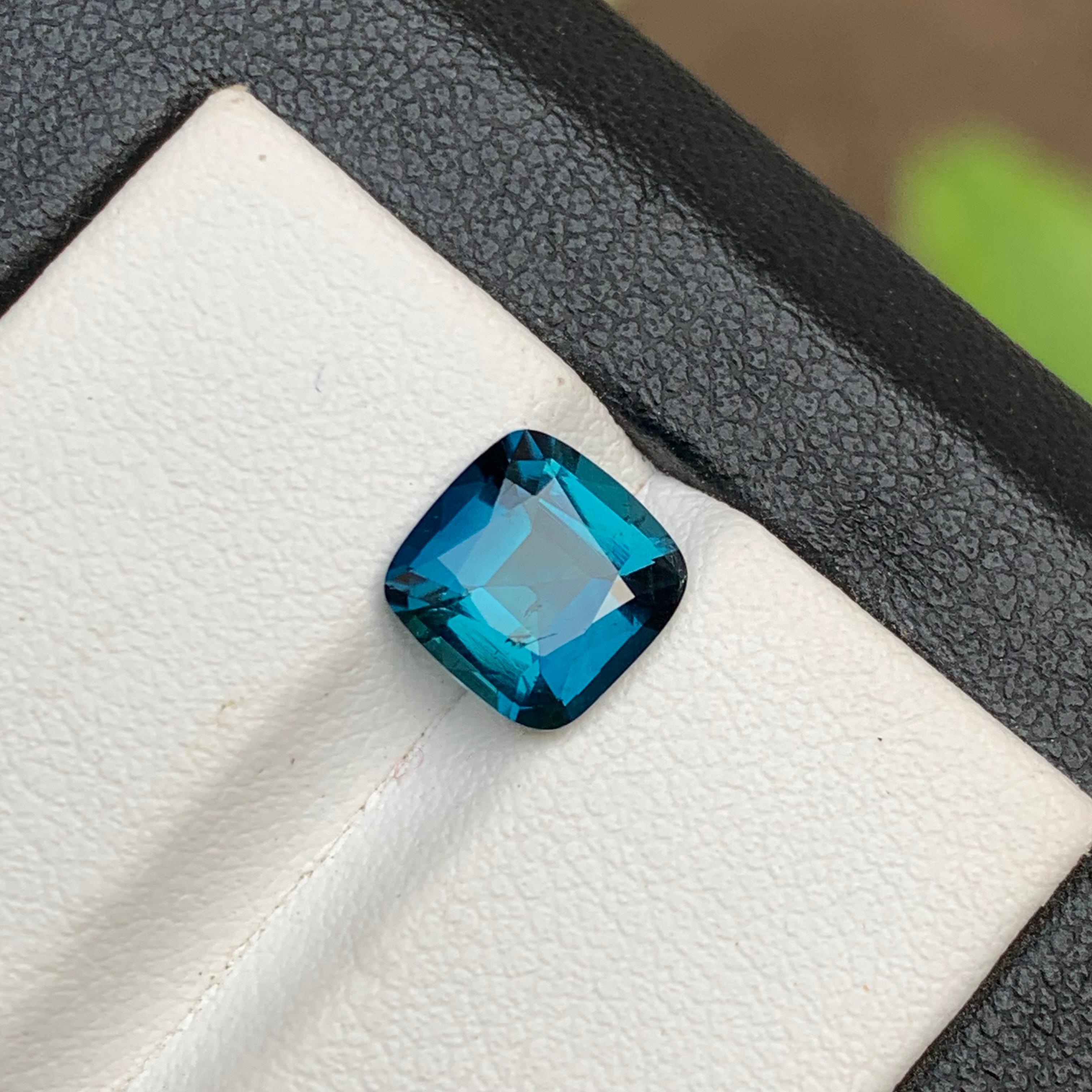 Inky Blue Natural Tourmaline Ring Loose Gemstone 2 Carat Square Cushion-Jewelry 2