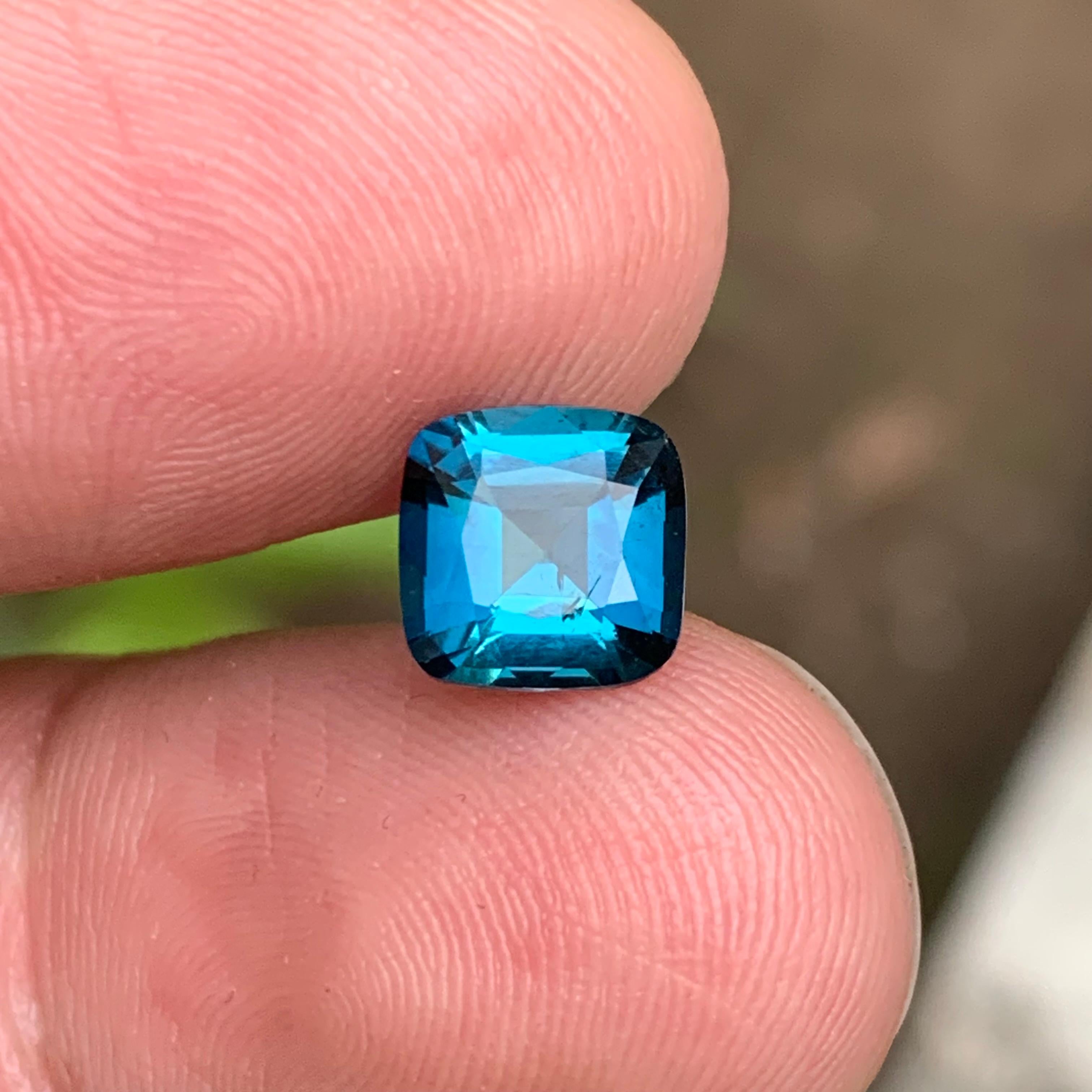 Inky Blue Natural Tourmaline Ring Loose Gemstone 2 Carat Square Cushion-Jewelry 3