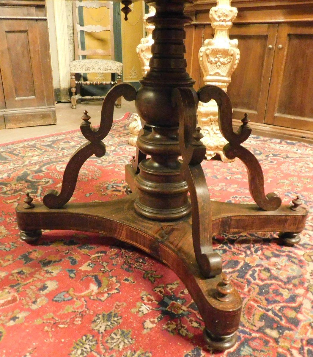 Inlaid and Carved Walnut Coffee Table, 1840 Italy For Sale 7
