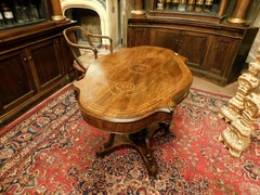 Inlaid and Carved Walnut Coffee Table, 1840 Italy