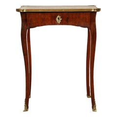 Inlaid and Parquetry Bronze Mounted Louis XV Style Table, French, circa 1900