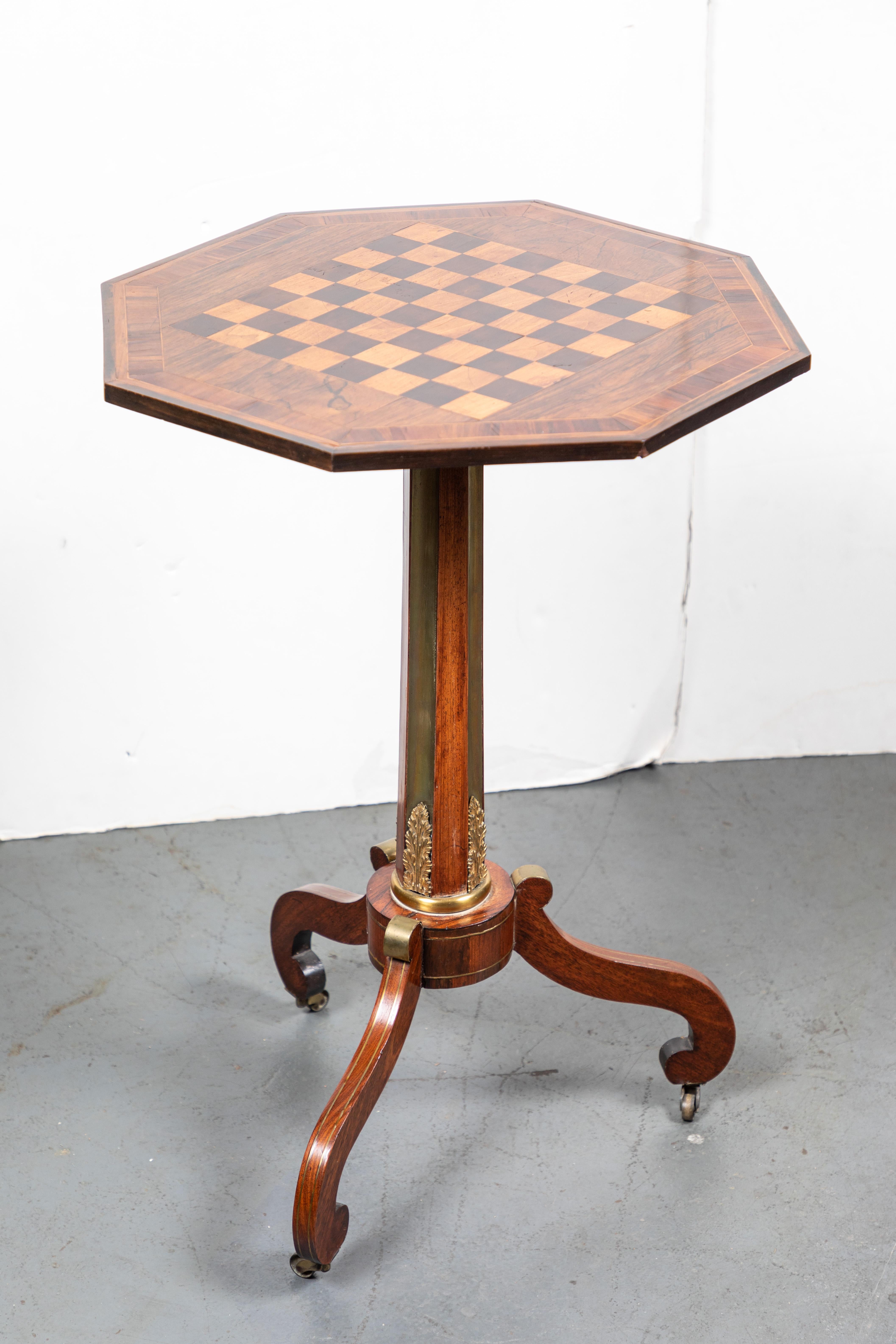 Wood Inlaid, Antique, English Side Table For Sale