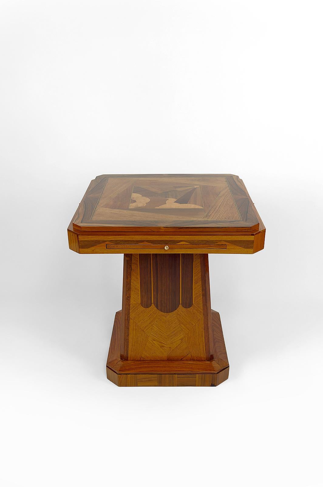 Early 20th Century Inlaid Art Deco Game Table, France, circa 1925