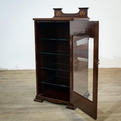 Inlaid Art Nouveau Glazed Display or Side Cabinet