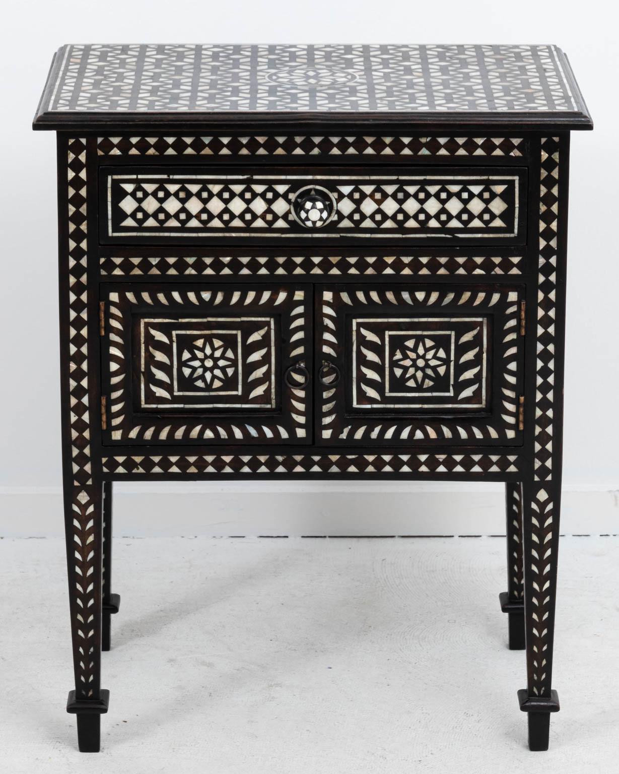 Wood Inlaid Bedside Tables For Sale