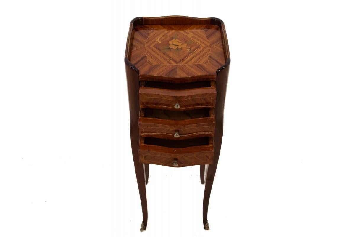 Louis Philippe Inlaid bedside tables, Louis XV style, France.