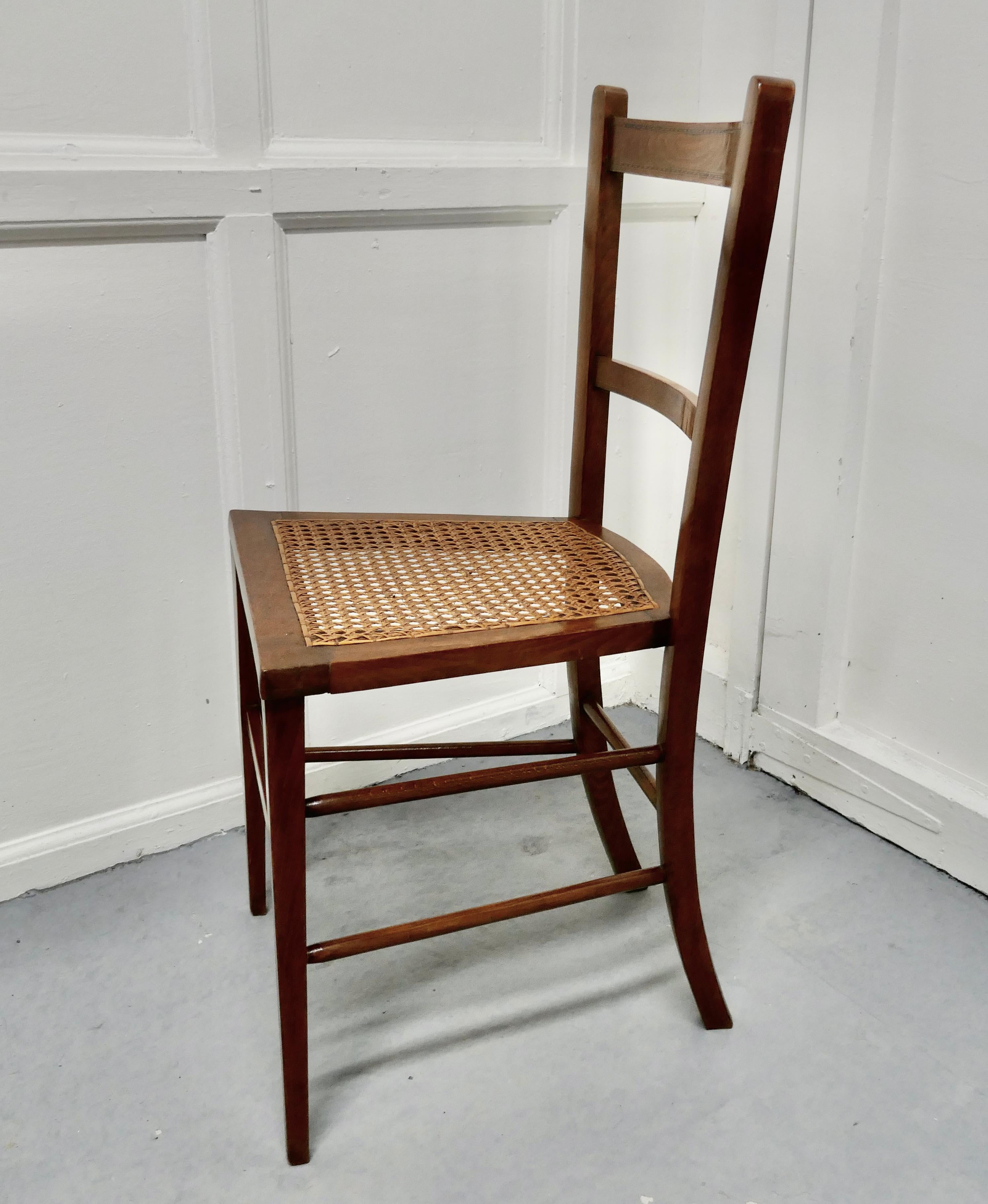 Inlaid Beech and Cane Bedroom Chair In Good Condition In Chillerton, Isle of Wight