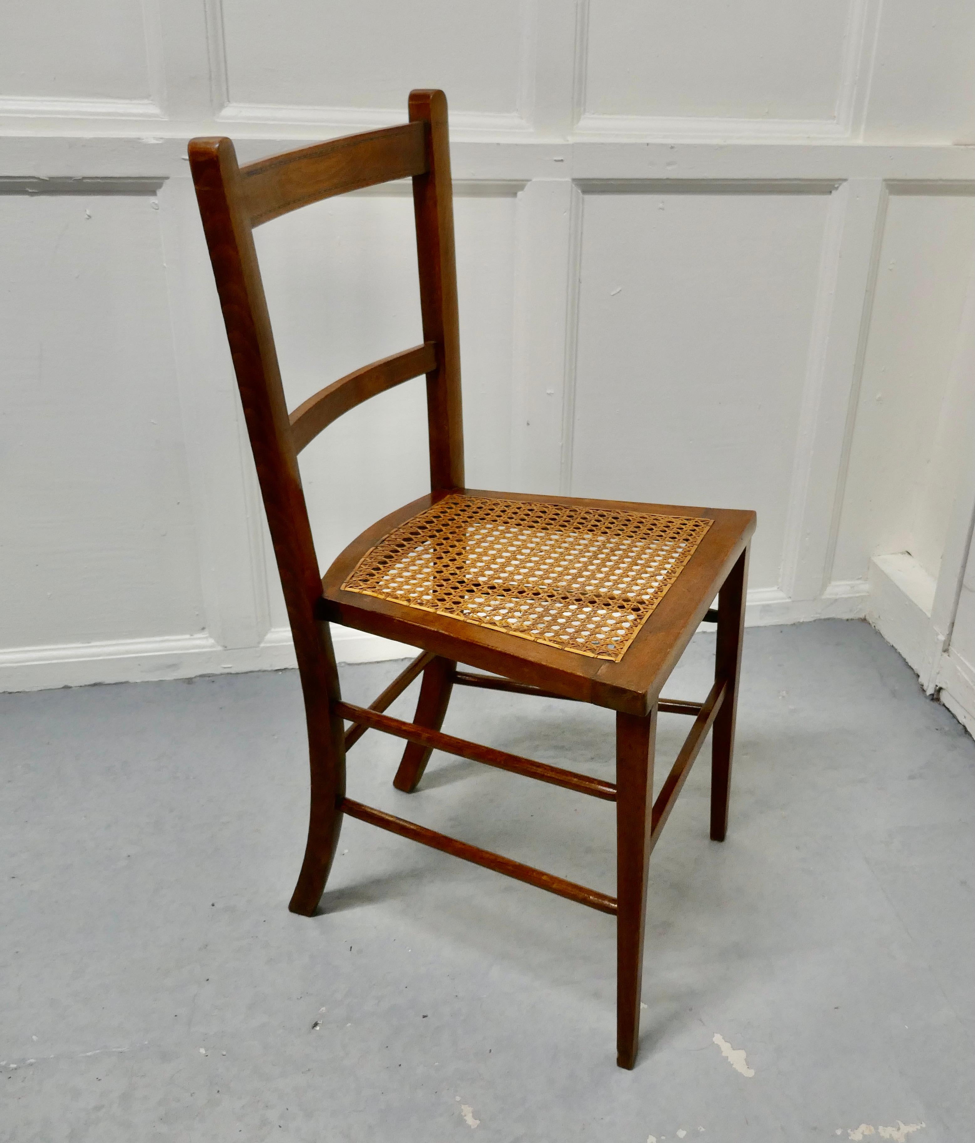 Inlaid Beech and Cane Bedroom Chair 1