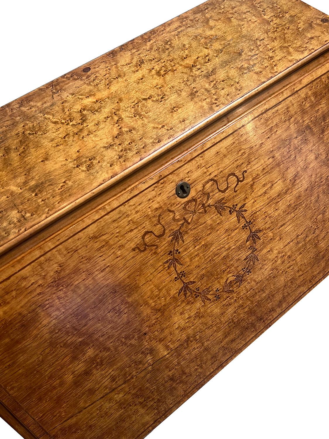 Inlaid Birdseye Maple Secretary Desk 19th Century 1