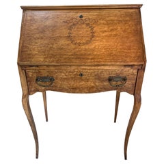 Antique Inlaid Birdseye Maple Secretary Desk 19th Century