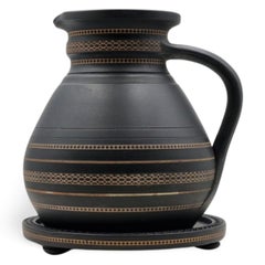 Inlaid Black Basalt Jug & Stand, Wedgwood, circa 1860