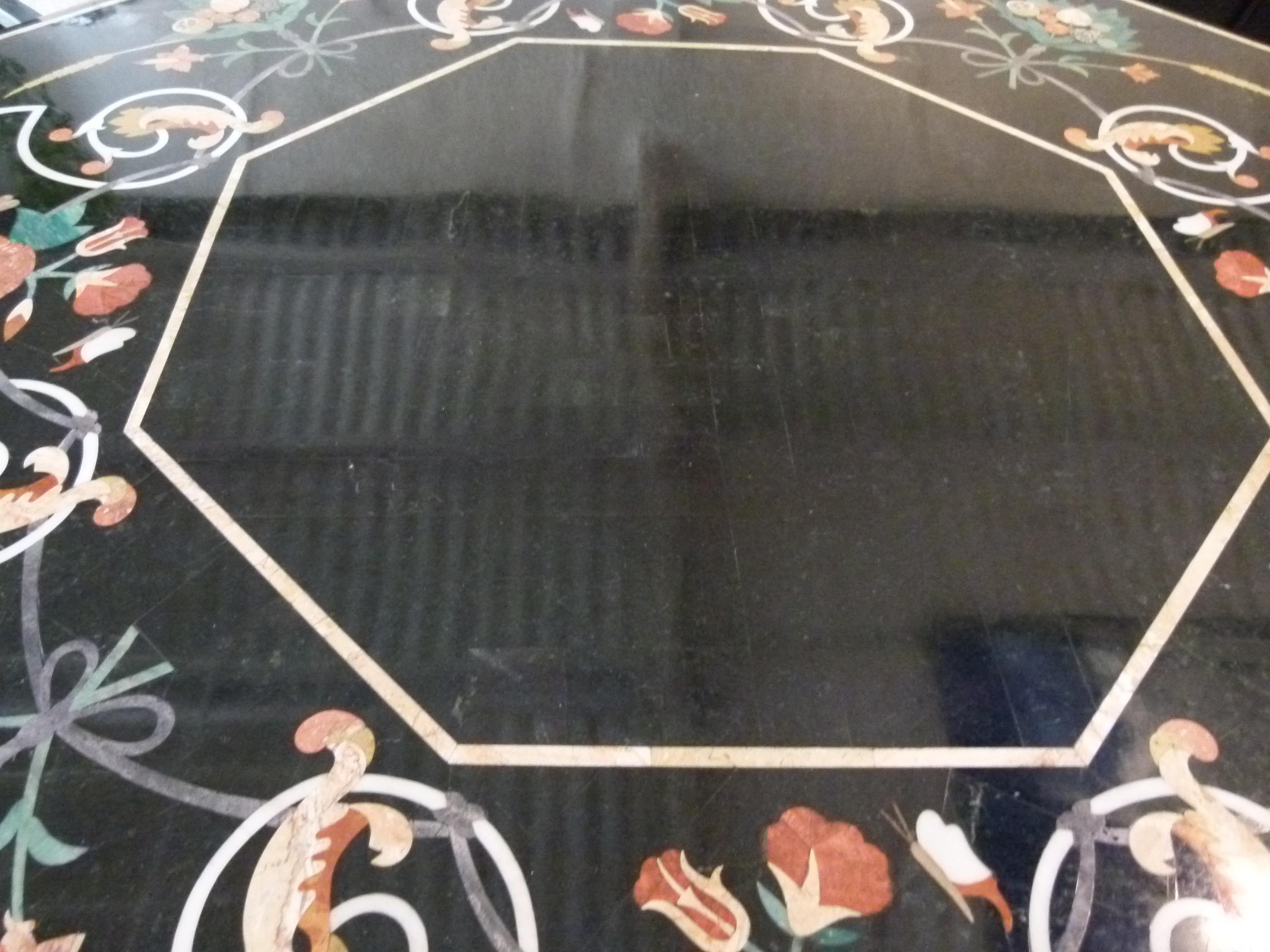 Other Black Marble Octagonal Shape Dining Room Table, France