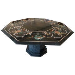 Black Marble Octagonal Shape Dining Room Table, France