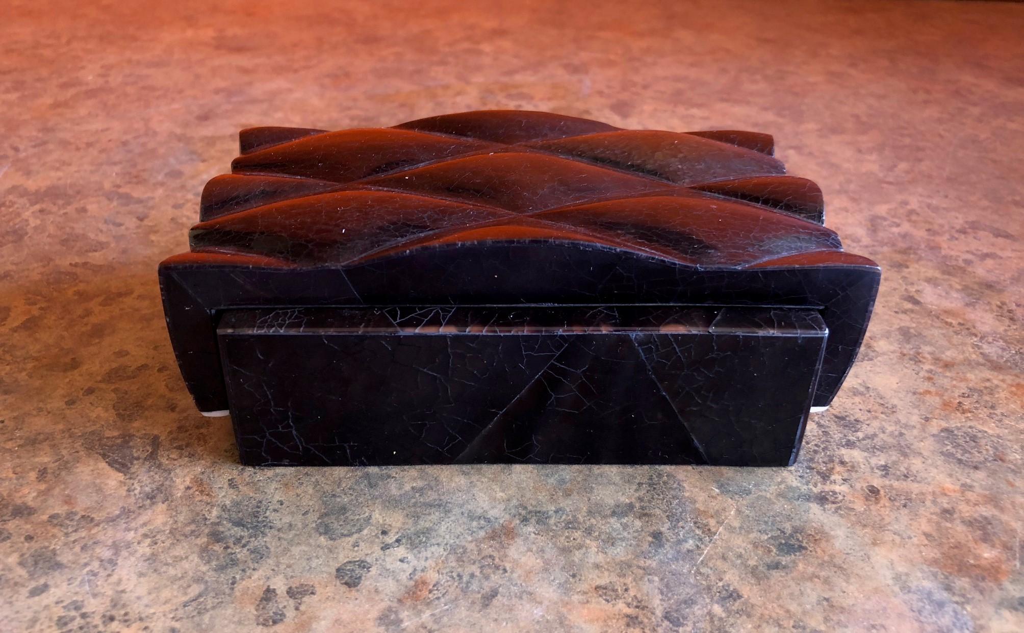 Philippine Inlaid Black Shell and Bone Box by A&Y Augousti For Sale