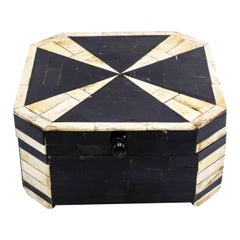 Inlaid Bone and Lacquer Geometric Box