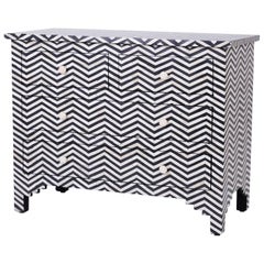 Inlaid Bone Four-Drawer Chest with Chevron Pattern