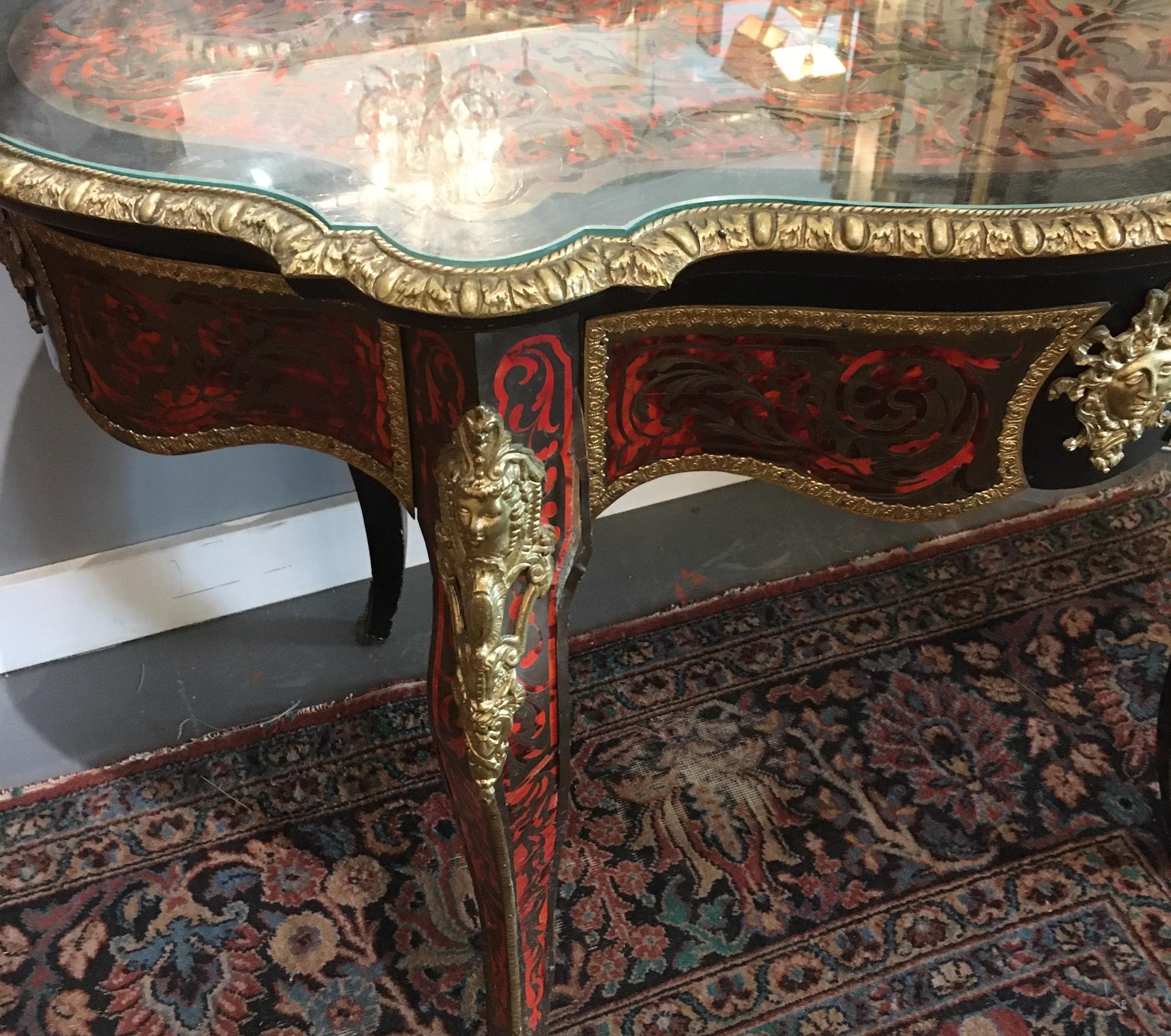  Inlaid Boulle Center Table In Good Condition In Seattle, WA